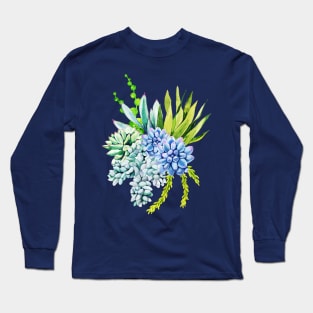 Watercolor succulent bouquet Long Sleeve T-Shirt